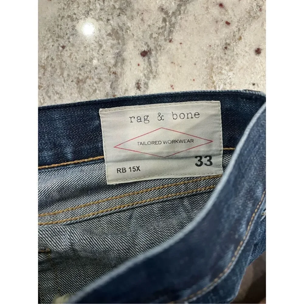 Rag & Bone RB 15X Slim Straight Tailored Workwear Button Fly Jeans sz 33